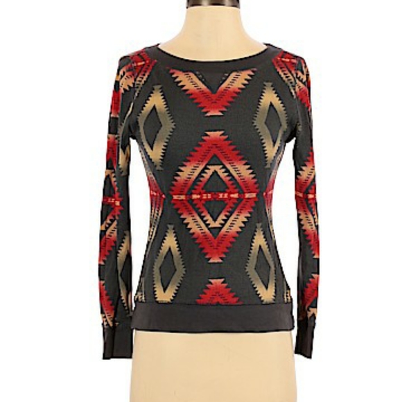 Chaps Boho Chevron patterned top